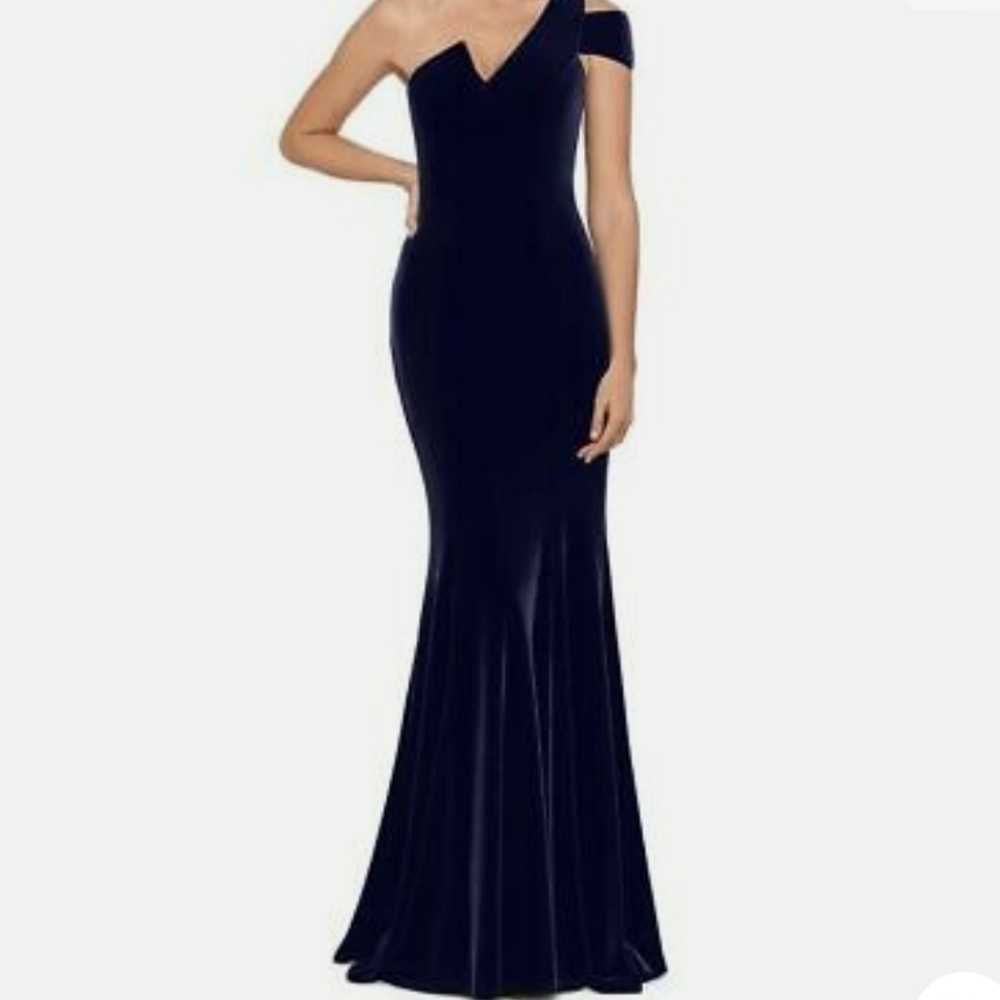 Betsy and Adam velvet one shoulder dress